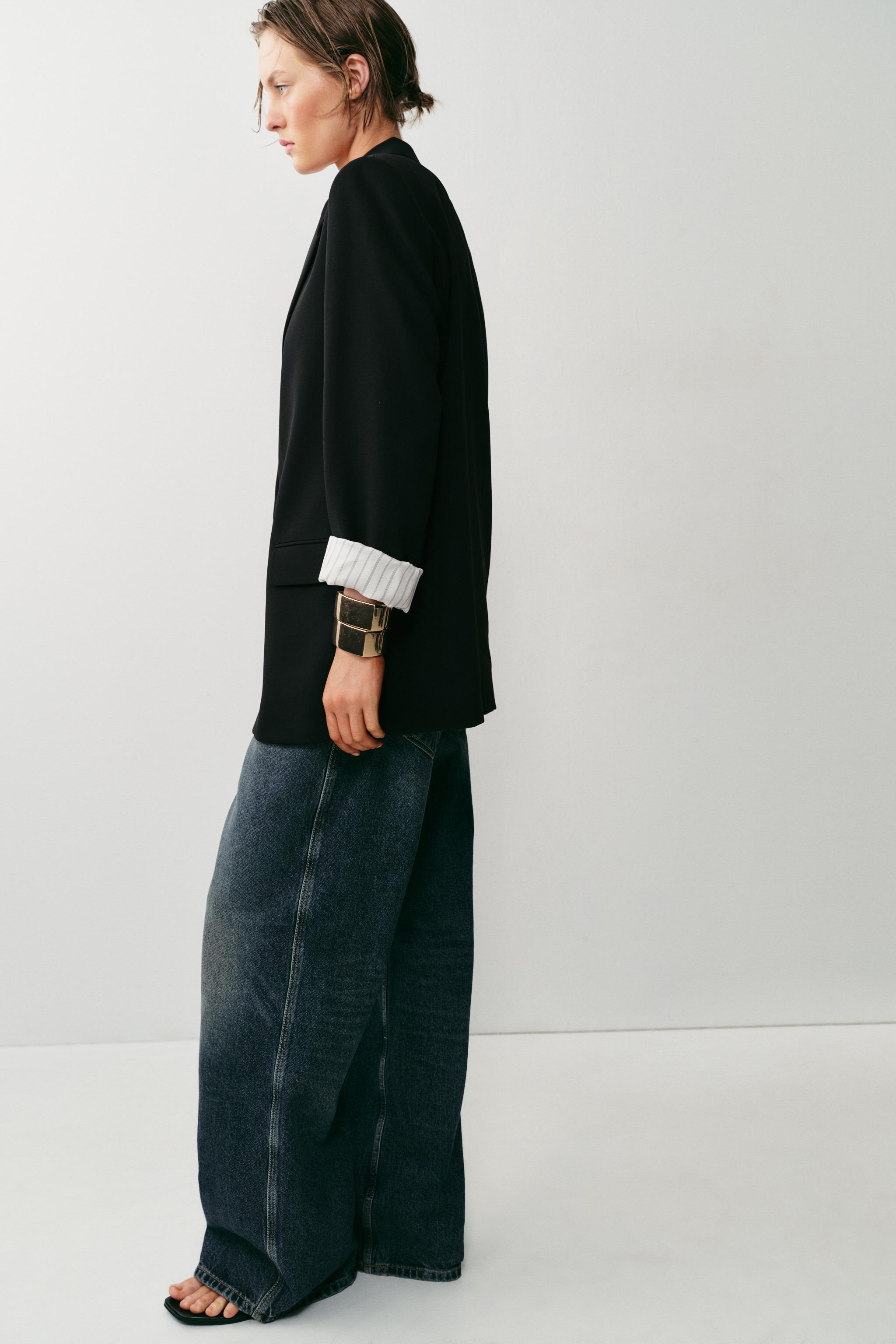 ROLL-UP SLEEVE PRINTED CUFF BLAZER